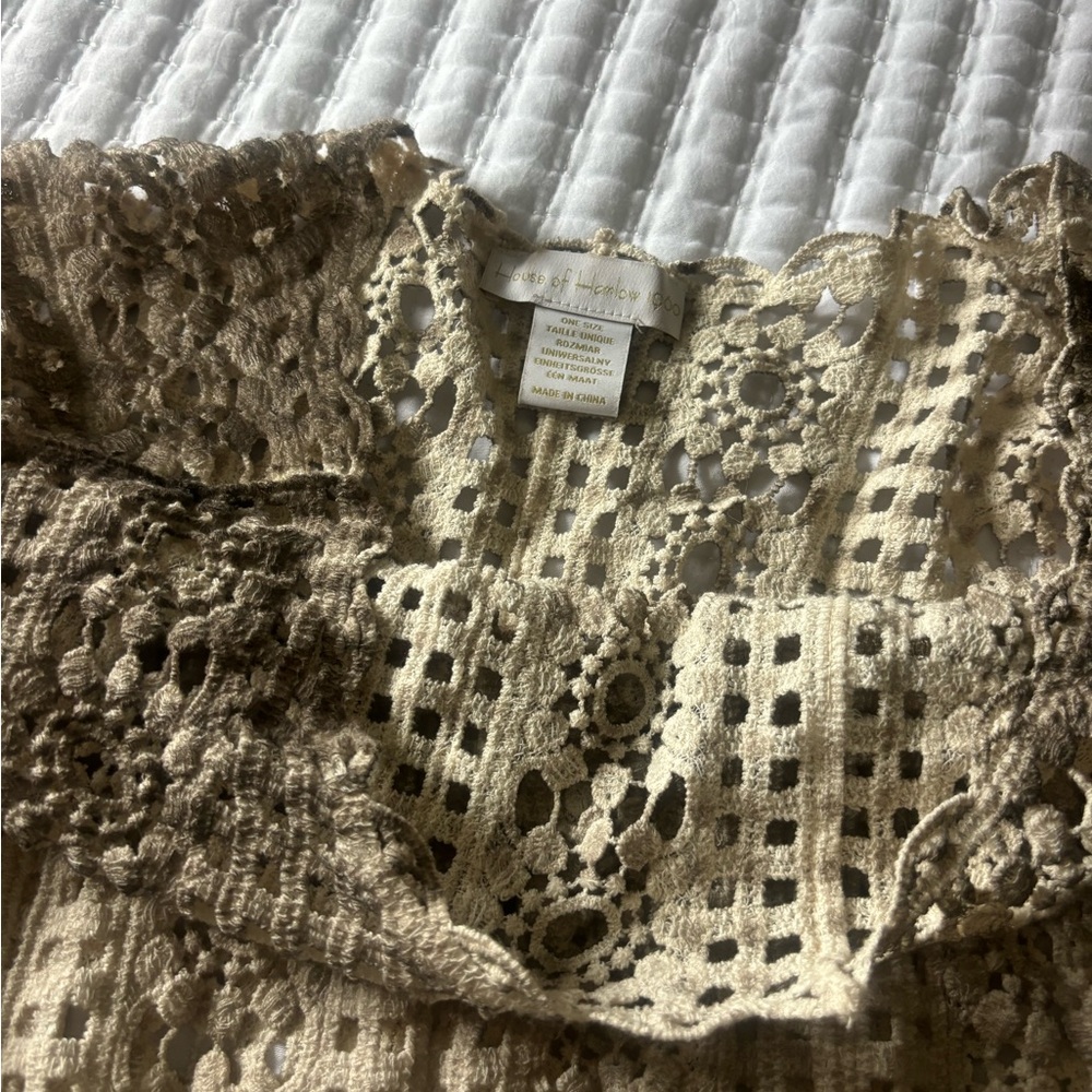 House of Harlow 1960 Lace Crochet Top - Beige and Brown